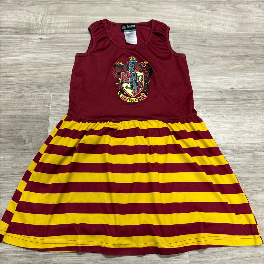 Harry Potter Maroon & Gold Kids Striped Dress Girls Size 7/8